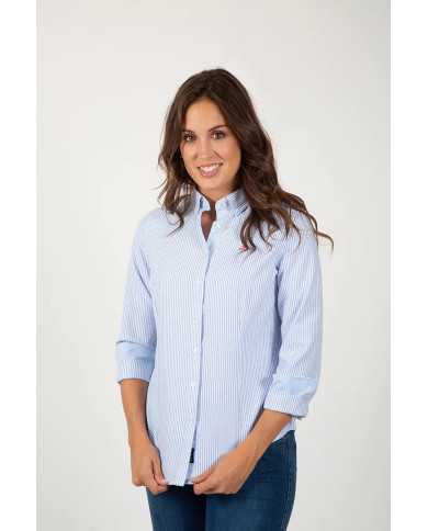 Camisa Oxford Celeste a Rayas
