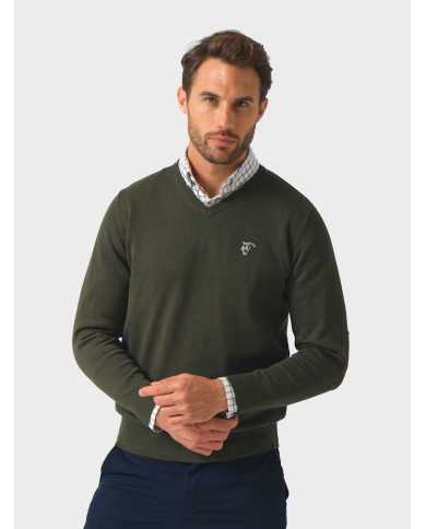 Jersey con Coderas Verde Caza cuello en v