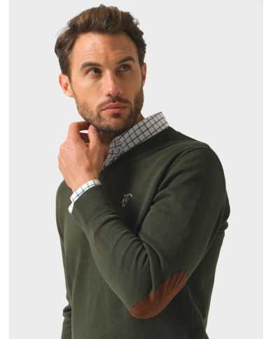 Jersey con Coderas Verde Caza cuello en v