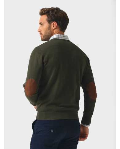 Jersey con Coderas Verde Caza cuello en v