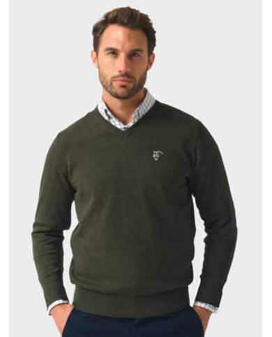 Jersey con Coderas Verde Caza cuello en v