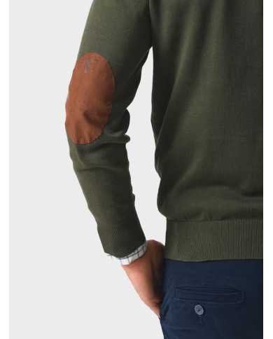 Jersey con Coderas Verde Caza cuello en v