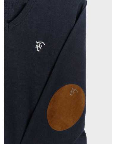 Jersey con Coderas Azul Marino cuello en v