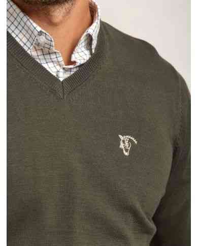 Jersey con Coderas Verde Caza cuello en v