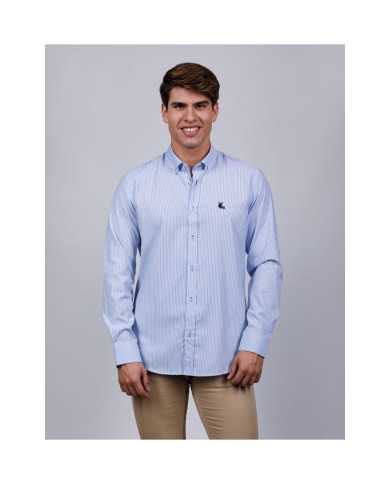 Camisa Oxford Celeste Rayas