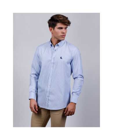 Camisa Oxford Celeste Rayas
