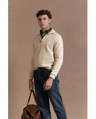 Jersey Media Cremallera Beige