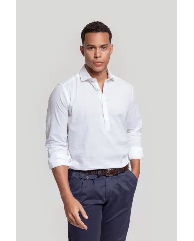 Camisa Polera de Lino Blanca