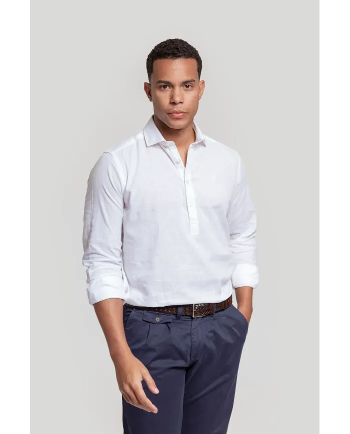 Camisa Polera de Lino Blanca