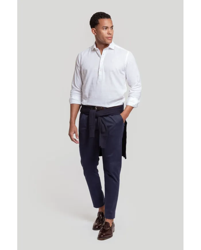 Camisa Polera de Lino Blanca