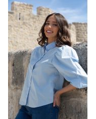 Blusa Abullonada Celeste