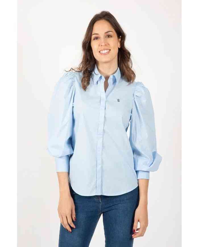 Blusa Abullonada Celeste