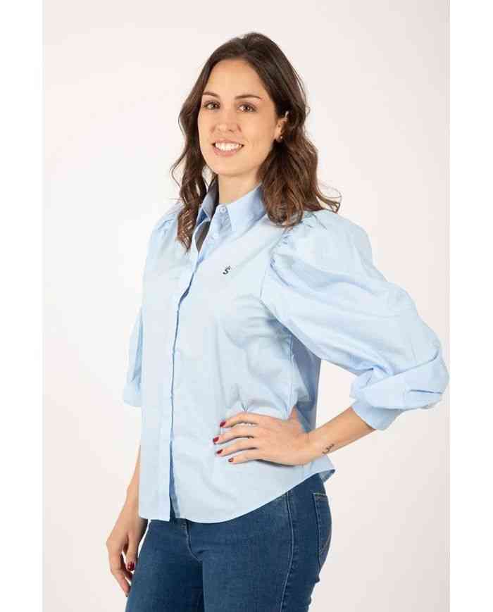 Blusa Abullonada Celeste