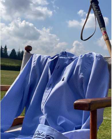 Camisa Oxford Celeste Rayas