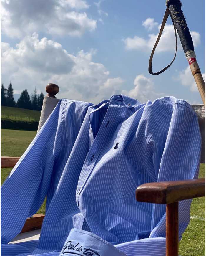 Camisa Oxford Celeste Rayas