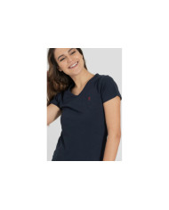 Camiseta azul en v
